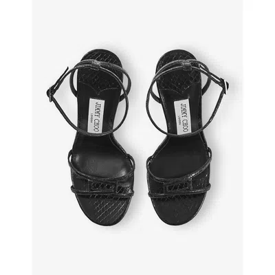 Jimmy Choo Strappy Leo 100 Stiletto Heel Sandals In Black
