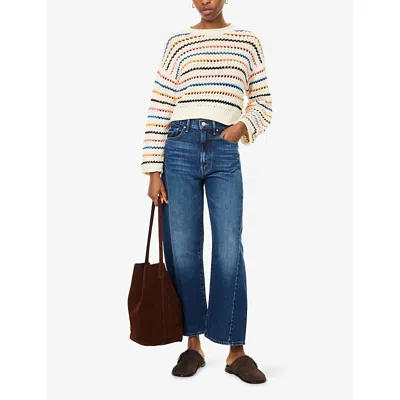 Mother The Half Pipe Flood Two-tone High-rise Barrel-leg Jeans