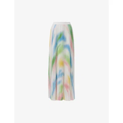 Leem Womens Multi-coloured Abstract-print Pleated Woven Maxi Skirt