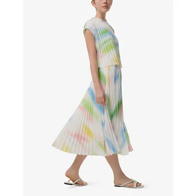 Leem Womens Multi-coloured Abstract-print Pleated Woven Maxi Skirt