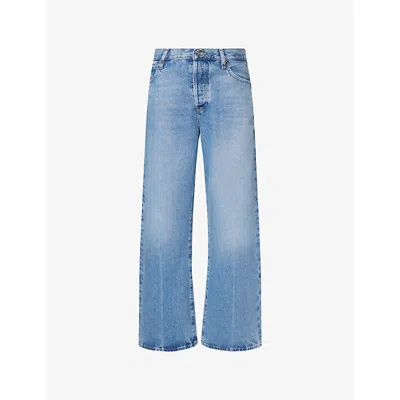 Frame Le Slim Palazzo Raw After Wide Leg Jean In Canals In Blue