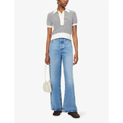 Frame Le Slim Palazzo Raw After Wide Leg Jean In Canals In Blue