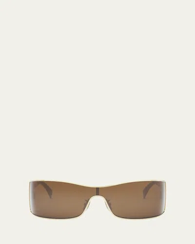 Celine Maxi Triomphe Metal Rectangular Shield Sunglasses In Brown