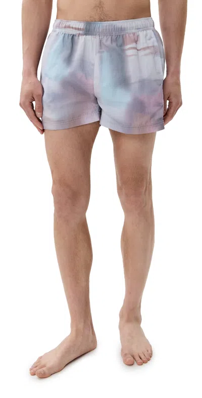 Auto-reply™ Printed Sebastian Swim Trunks 4 Painterly Blur