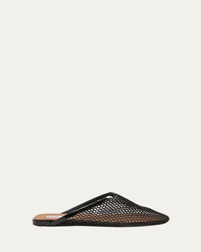 Alaïa Fishnet Flat Mules Rubber Sole In Black
