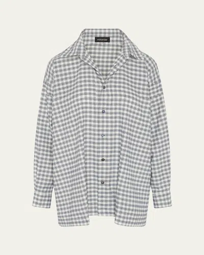 Eskandar Slim A-line Shirt With Collar And Stepped Insert (long Length)