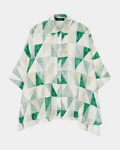 Joseph Womens Lagoon Combo Arcole Marble-print Silk Shirt In Multi