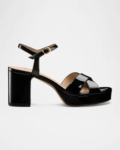 Stuart Weitzman Dayna Patent Crisscross Platform Sandals