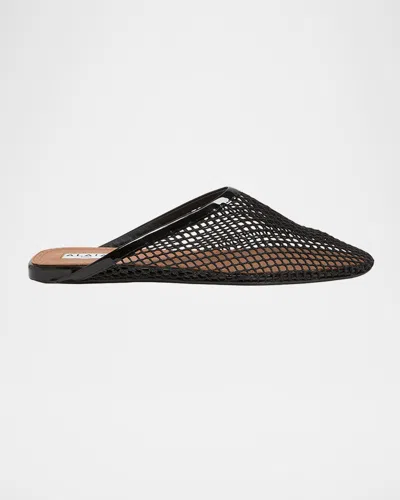 Alaïa Fishnet Flat Mules Rubber Sole In Black