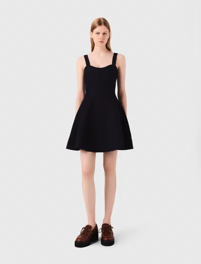 Maje Womens Square-neck Embroidered Knitted Mini Dress Navy In Blue
