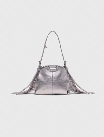 Maje Metallic Micro Bag In Silver