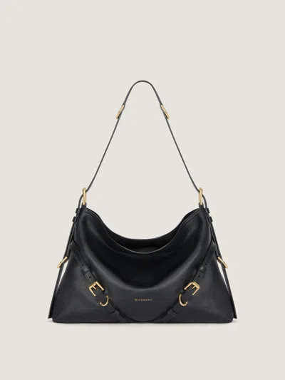 Givenchy Medium Voyou Buckle Shoulder Bag In Tumbled Leather In Black