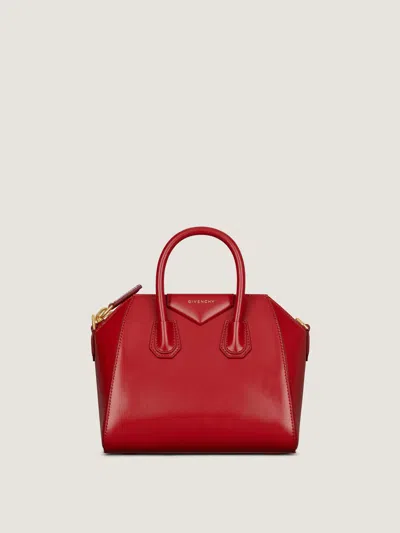 Givenchy Mini Leather Shoulder Bag With Structured Shape In Red