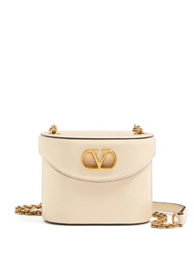 Valentino Garavani Ivory Leather Vlogo Signature Bucket Bag In Neutral