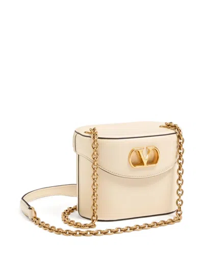 Valentino Garavani Ivory Leather Vlogo Signature Bucket Bag In Neutral