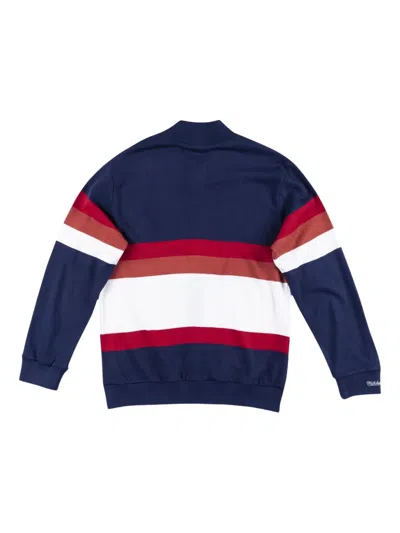 Mitchell & Ness X Mlb Boston Red Sox Striped Zip-up Sweatshirt In Blue