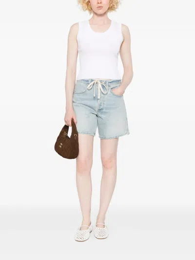 Agolde Poppy Cotton-blend Cropped Tank Top In White