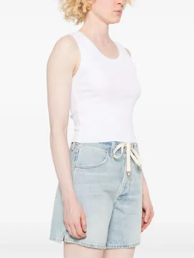 Agolde Poppy Cotton-blend Cropped Tank Top In White
