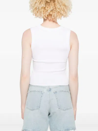 Agolde Poppy Cotton-blend Cropped Tank Top In White