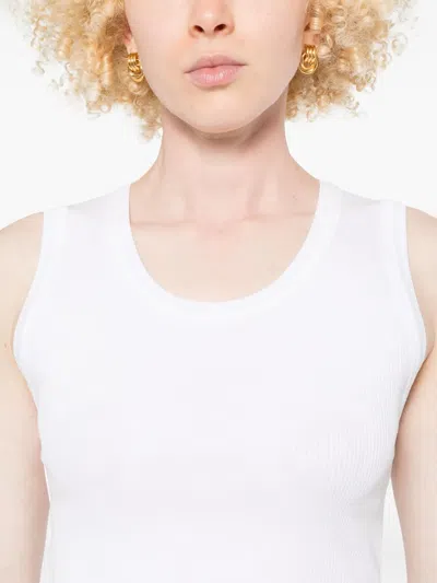 Agolde Poppy Cotton-blend Cropped Tank Top In White