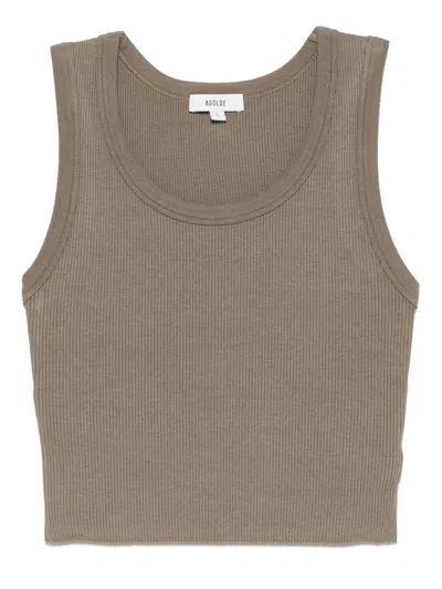Agolde Ribbed Tank Top In Brown