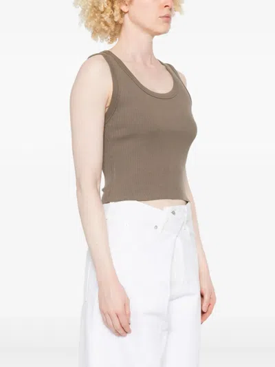 Agolde Ribbed Tank Top In Brown