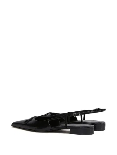 Marni Black Leather Trunkaroo Pointed Toe Slingback Ballerina Flats In Black