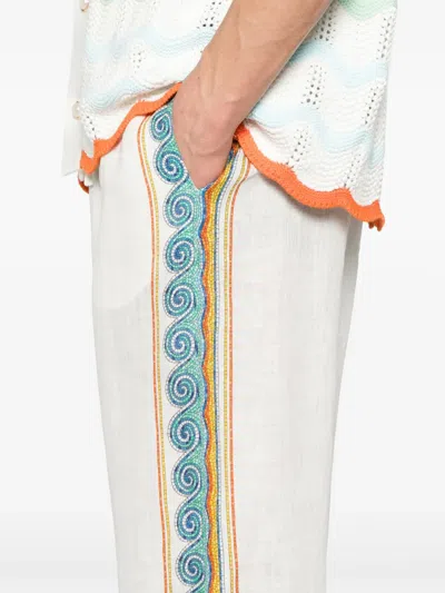 Casablanca Drawstring Waist Casual Pants In White