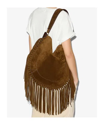 Isabel Marant Oskan Hobo Soft Shoulder Bag In Brown Suede