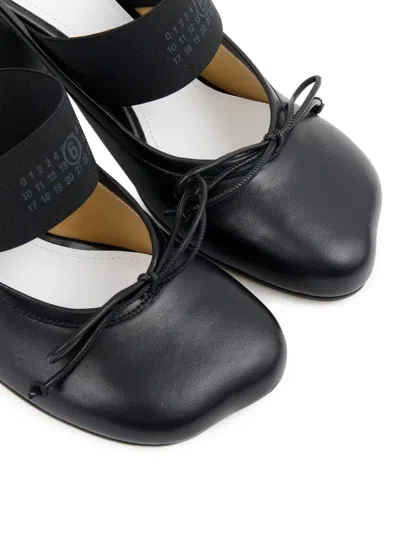 Mm6 Maison Margiela Anatomical Black Goat Leather Sandals With Bow Detail