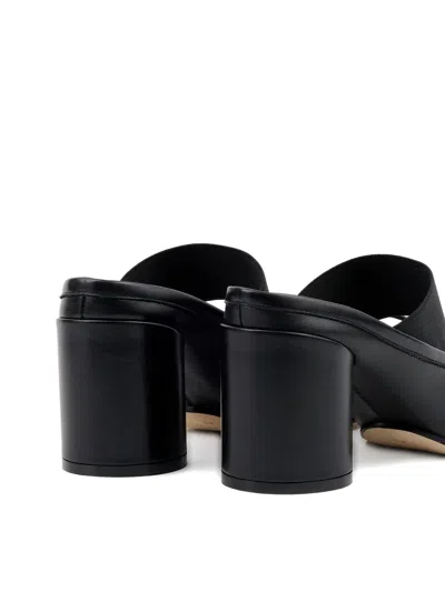 Mm6 Maison Margiela Anatomical Black Goat Leather Sandals With Bow Detail