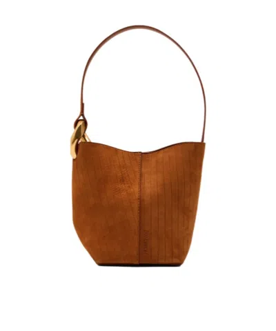 Jw Anderson J. W. Anderson The Jwa Corner Small Bucket Bag Suede In Brown