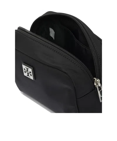 Tory Burch Virginia Logo Plaque Toiletry Bag In Black