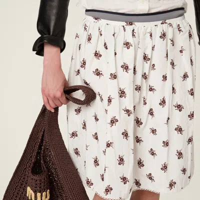 Miu Miu Printed Slubbed Poplin Skirt