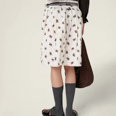 Miu Miu Printed Slubbed Poplin Skirt