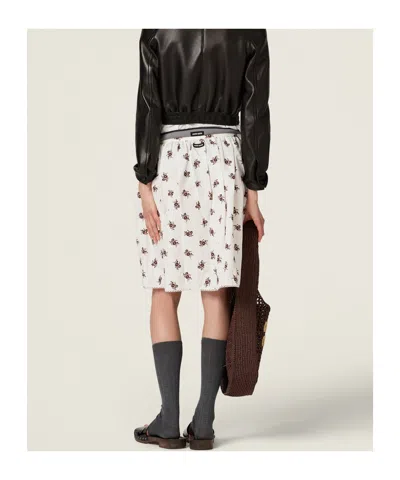 Miu Miu Printed Slubbed Poplin Skirt