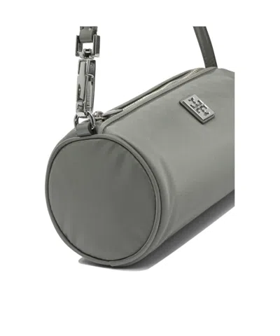 Tory Burch Virginia Cylinder Bag With Double-t Plaque In Gray