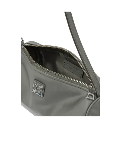 Tory Burch Virginia Cylinder Bag With Double-t Plaque In Gray