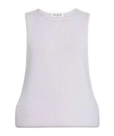 Alaïa Chunky Knit Sleeveless Sweater In Gray