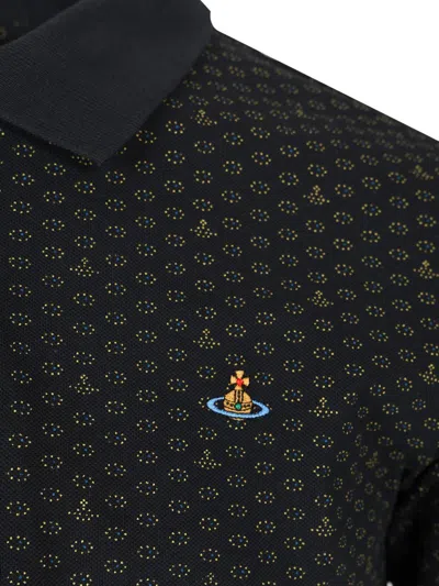 Vivienne Westwood Polo In Piquet Stampato   Uomo In Black
