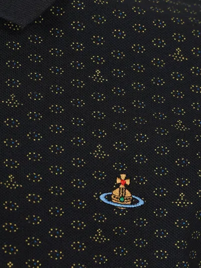 Vivienne Westwood Polo In Piquet Stampato   Uomo In Black