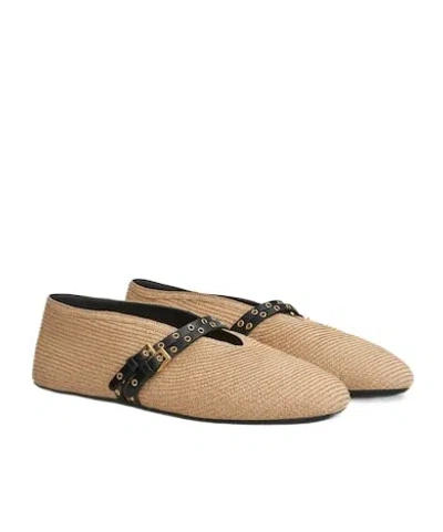 Alaïa Alaia Flat Ballerinas Natural Colour In Paper Straw Women In White