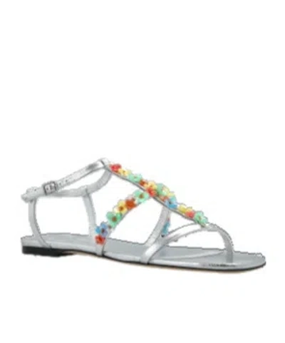 Jimmy Choo Daisy Sandals In Silver Nappa Leather In Metallic