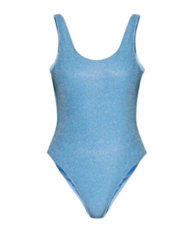 Oseree Wide Strap One Piece Swimsuit In Blue
