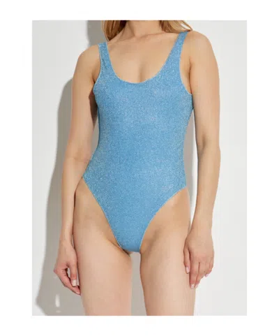 Oseree Wide Strap One Piece Swimsuit In Blue