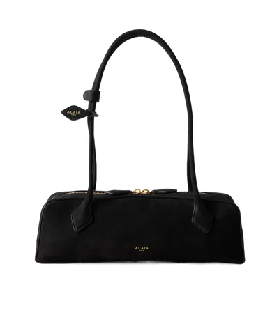 Alaïa Alaia Women Charcoal Suede Medium Le Teckel Shoulder Bag