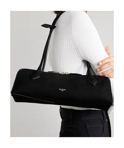 Alaïa Alaia Women Charcoal Suede Medium Le Teckel Shoulder Bag