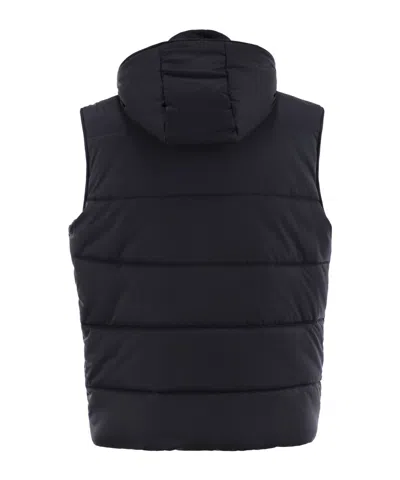 Kiton Hooded Padded Vest With Side Zip Pockets In Blue