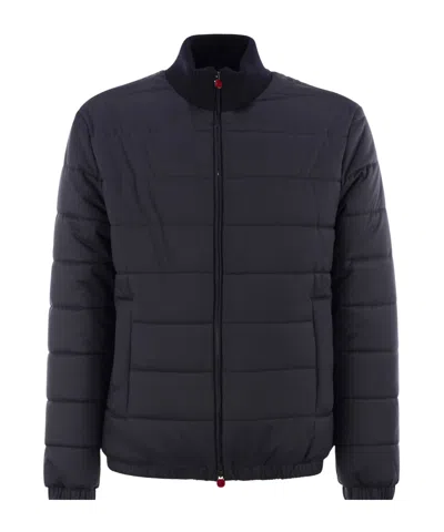 Kiton Technical Fabric Bomber Jacket In Blue