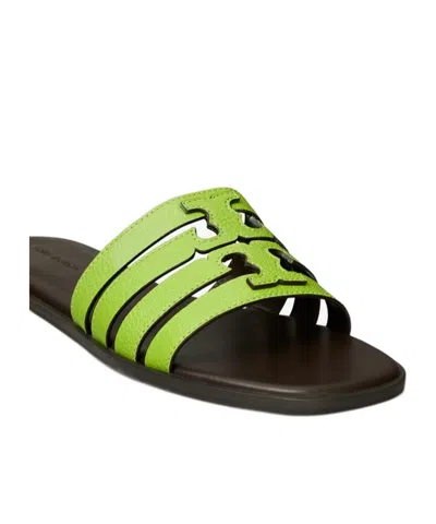 Tory Burch Strappy Flat Sole Open Toe Slippers In Green